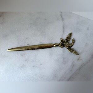 vintage solid brass eagle letter opener, likely made by Virginia Metalcrafters.